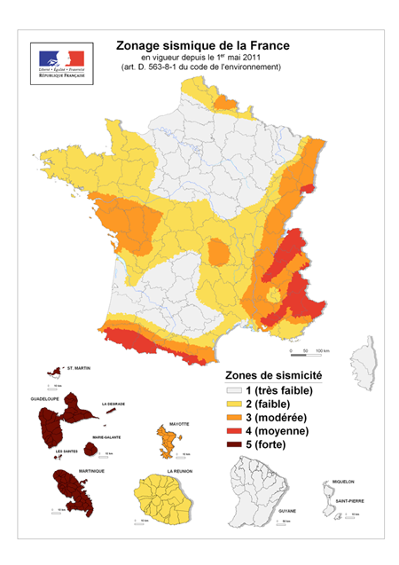 Le zonage sismique national