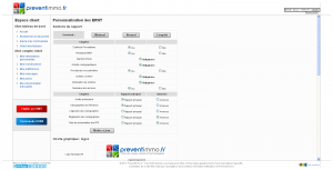 Interface de personnalisation des ERNT Preventimmo
